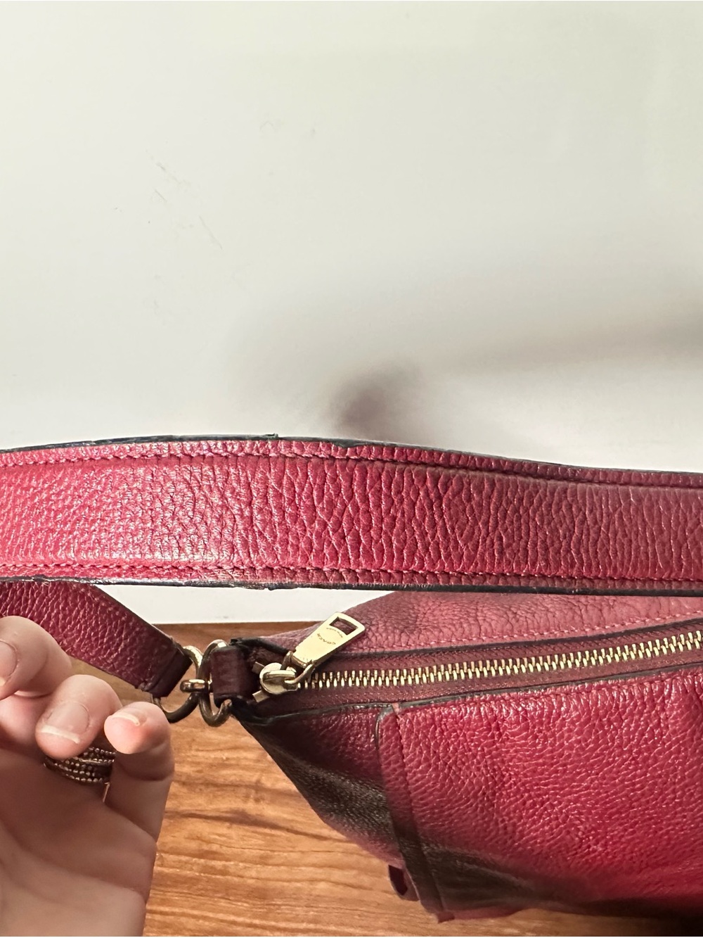 Coach Marlon Hobo Bag Refined Pebble Leather Burgundy Gold F79994 - Picture 7 of 9